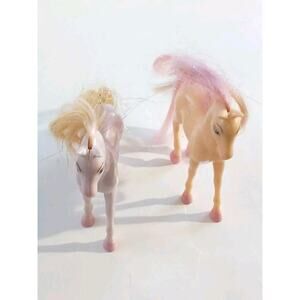 Disney Princess Little Kingdom Carriage Horses lot of 2 Lavender & Peach